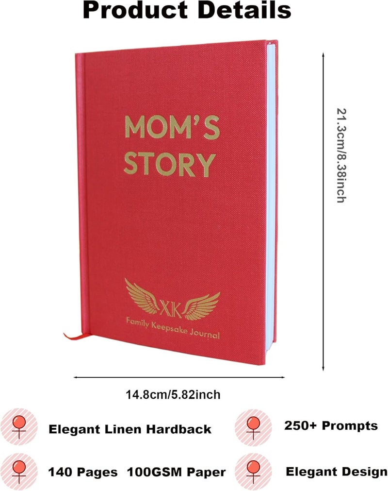 XKFCFC Mom, I Want to Know Your Life Story: A Guided Memory Journal for Mothers - Heartfelt Questions to Preserve Her Legacy | Perfect Mother's Day, Birthday & Christmas Gift from Daughter or Son (Hardcover Keepsake Book) - Image 2